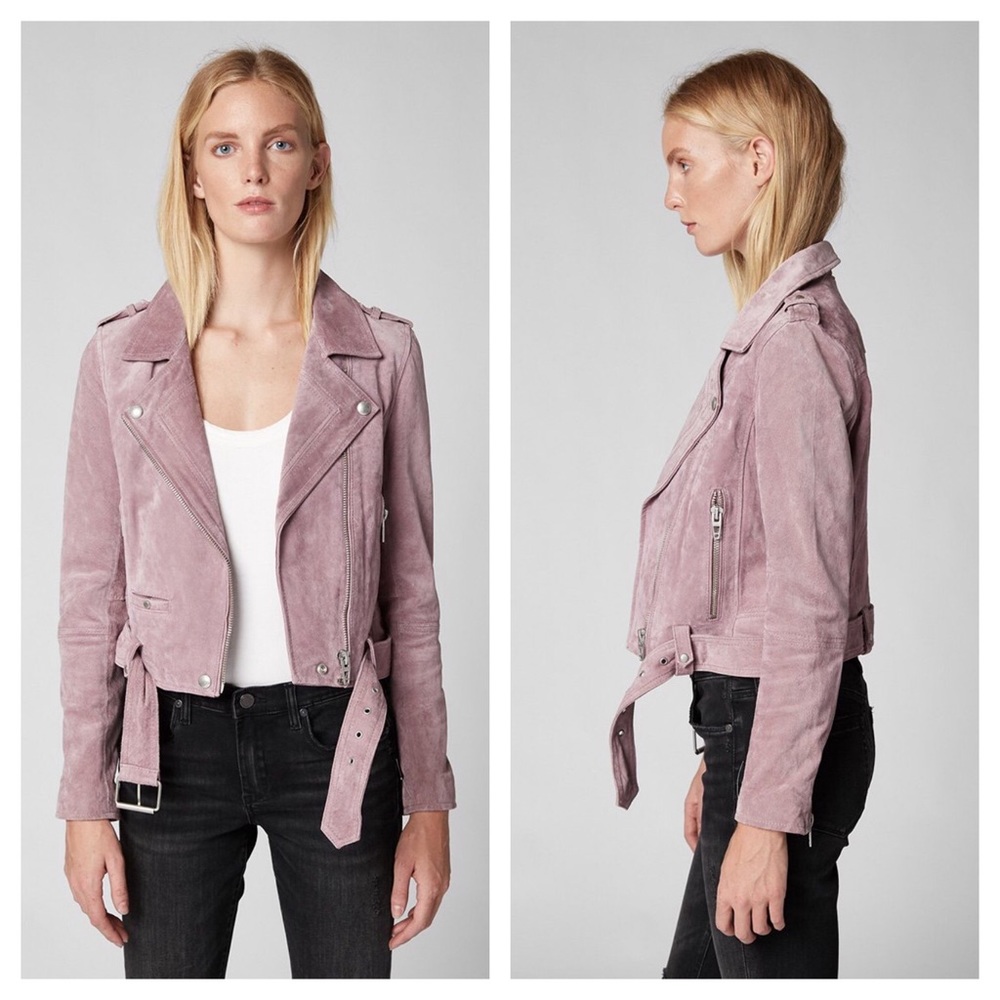 BLANK NYC Suede Leather Lilac 70's Moto Jacket